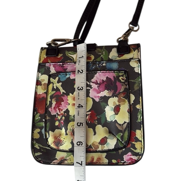 Carlos Santana Floral Crossbody, Black with pink/white, 7x6, sliver loop handle - Picture 5 of 10
